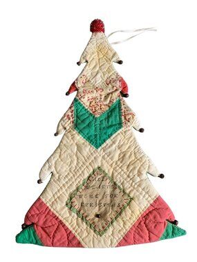 Quilted Patchwork Christmas Tree Wall Hanging "Home Christmas" Message 27"